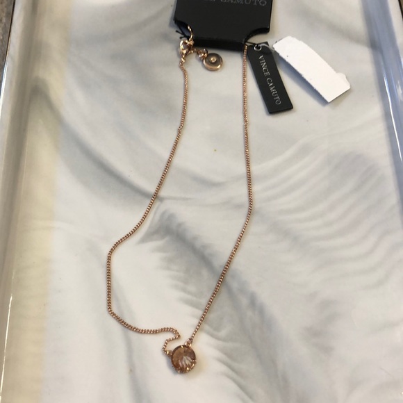 NWT Vince Camuto Rose Gold CZ Rivoli Necklace - Picture 1 of 5